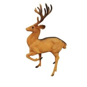 Vintage Realistic Flocked Buck Deer Figurine